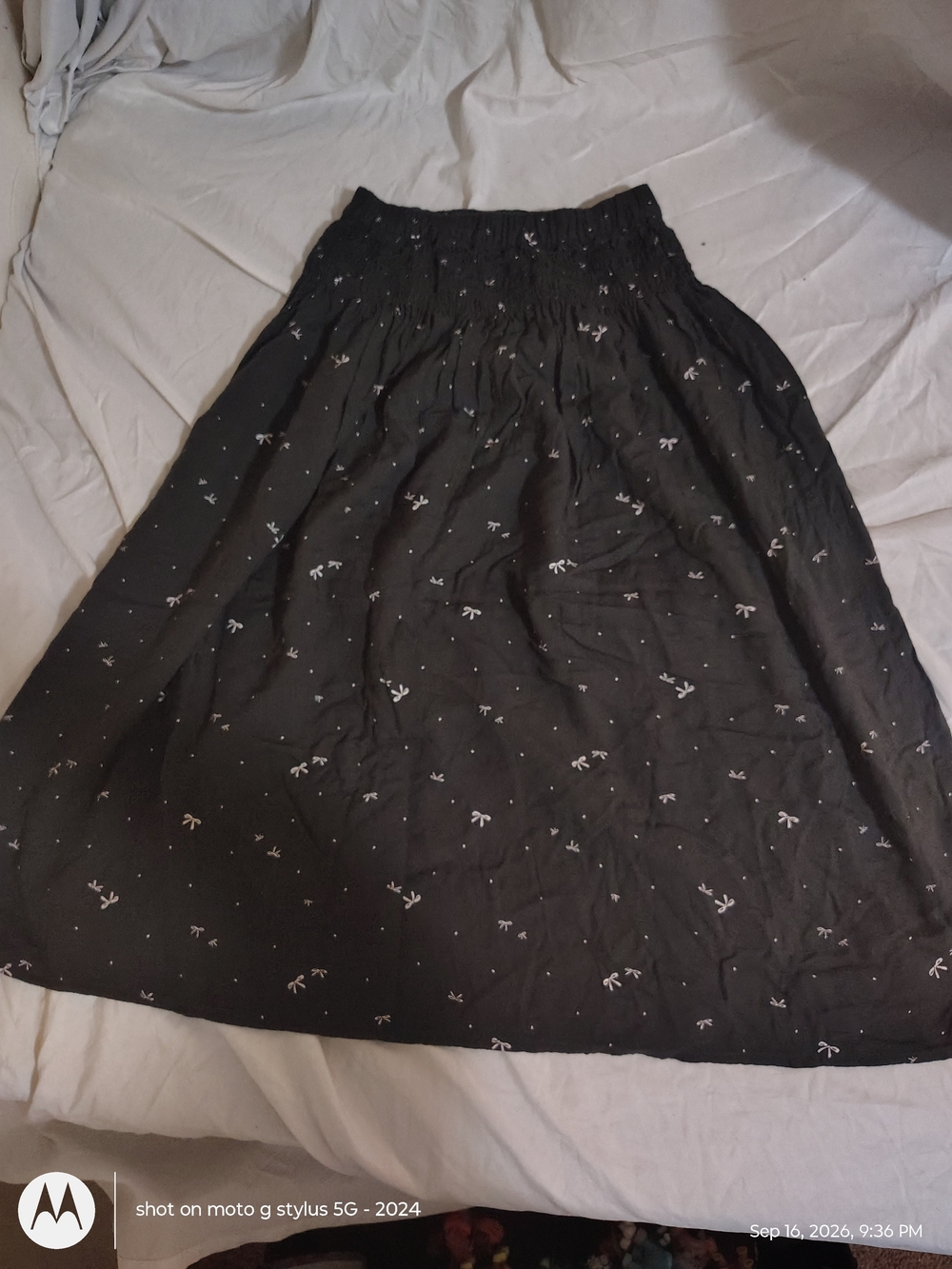Carter's Black Midi Skirt with White Bow & Dot Print